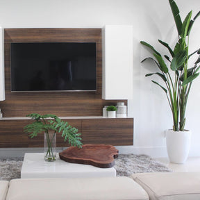 Bird of Paradise de 9 pés com vaso em branco brilhante